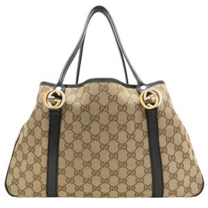 GUCCI Black Leather Tote Bag